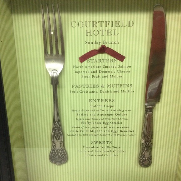 Courtfield Hotel Knife & Fork Silverware Shadowbox Menu Restaurant/Home Decor - Picture 5 of 12